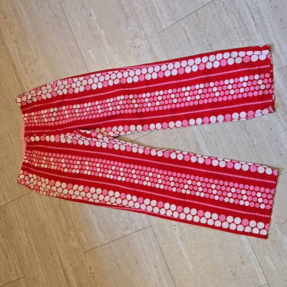 PINK Victoria's Secret Red/Pink/White Polka Dot 100% Cotton Lounge/Sleep Pants